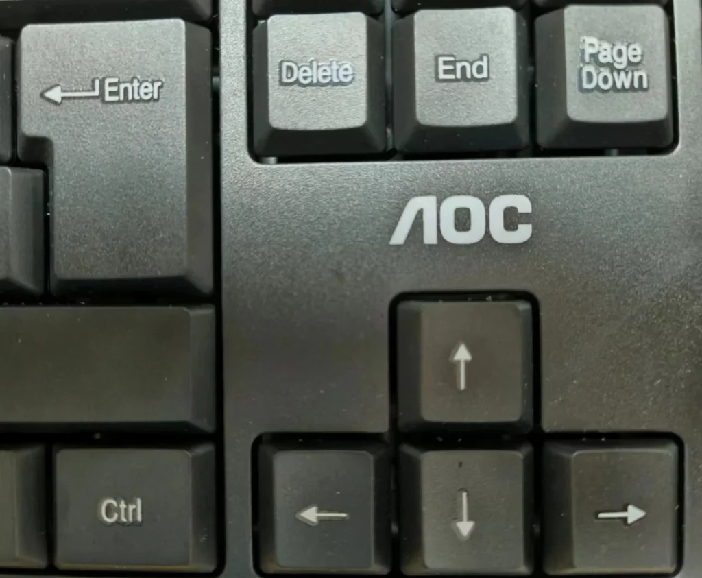 arrow and enter keys on the keyboard