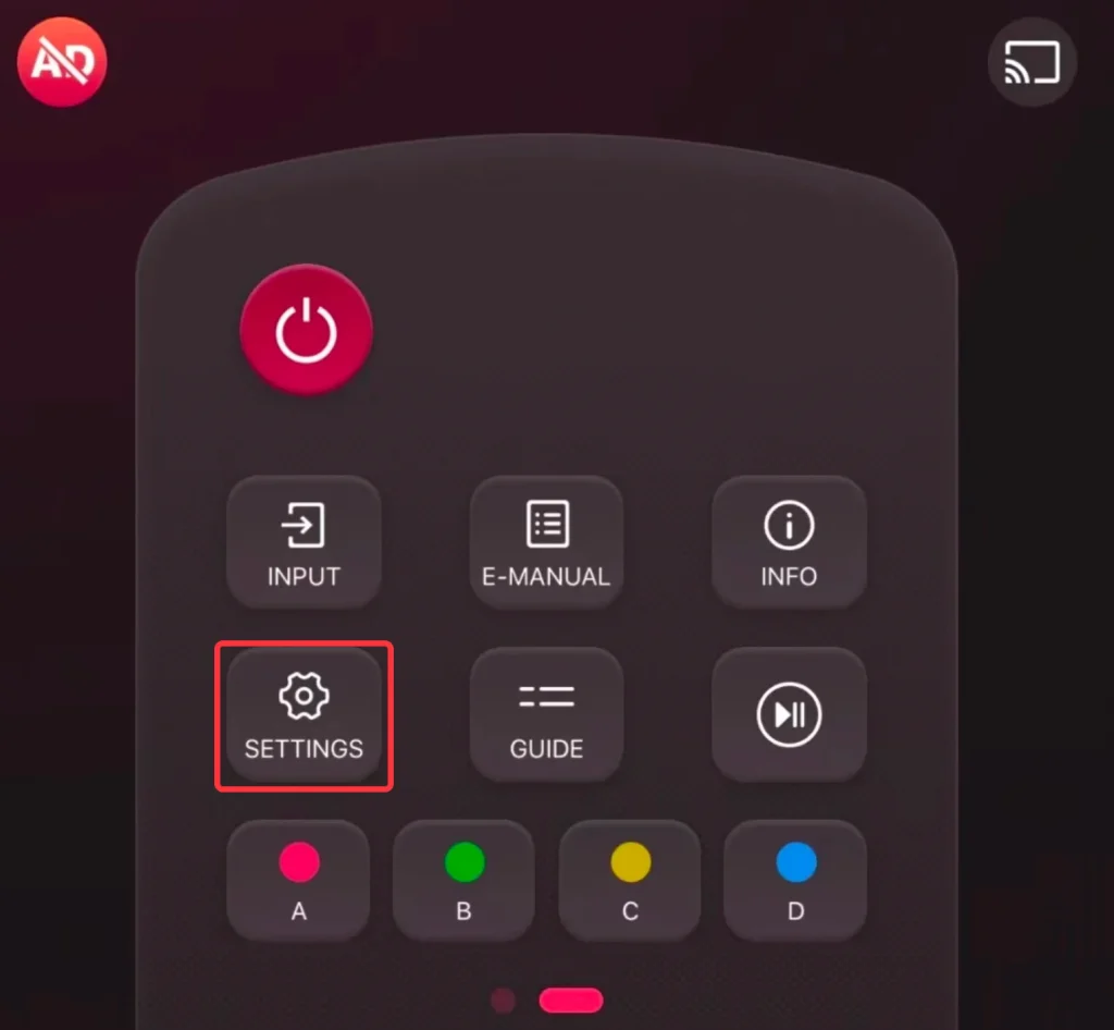locate the Settings button on the remote app by BoostVision