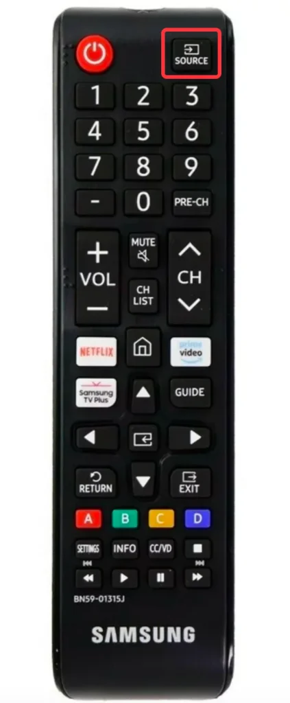 Source Button on Samsung Remote
