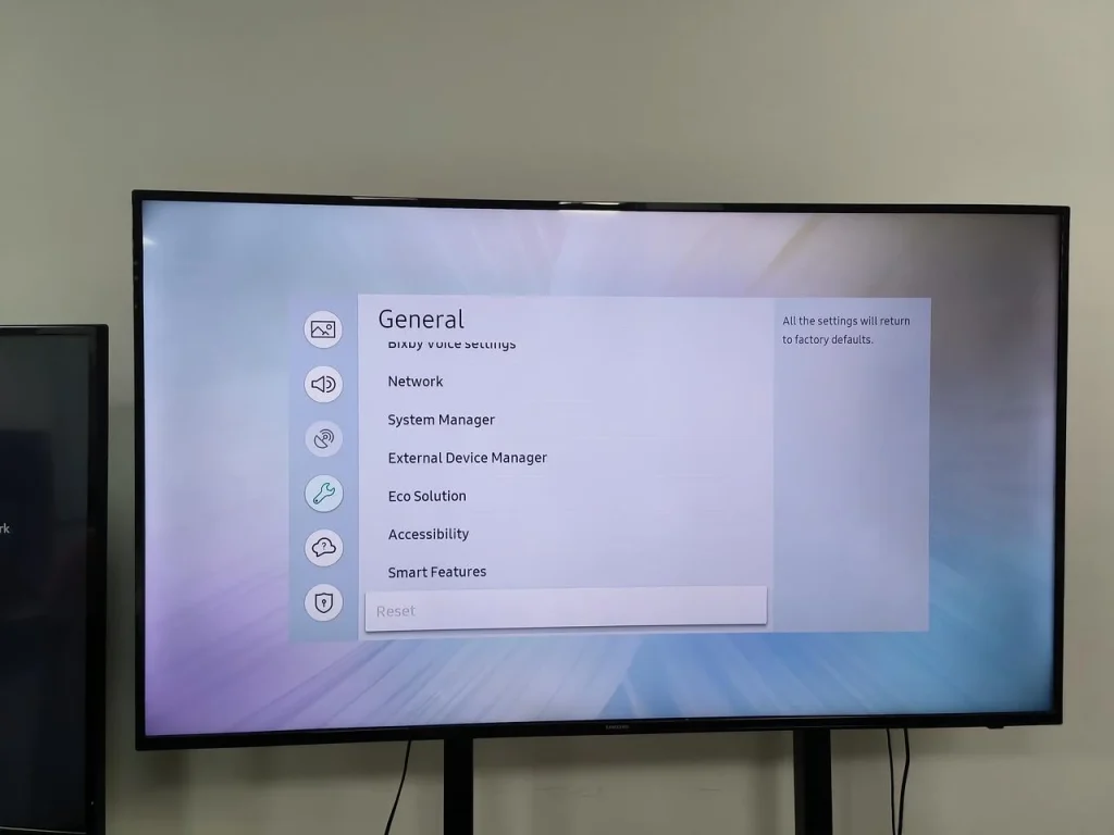 choose to reset the Samsung TV