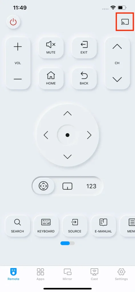 the Samsung TV Remote app by BoostVision
