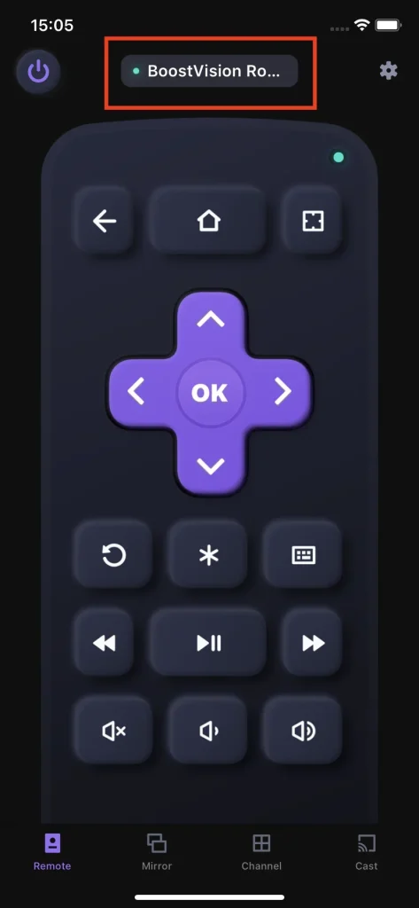 the Roku TV Remote app by BoostVision