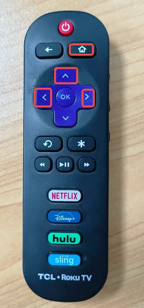 press multiple buttons on the Roku remote