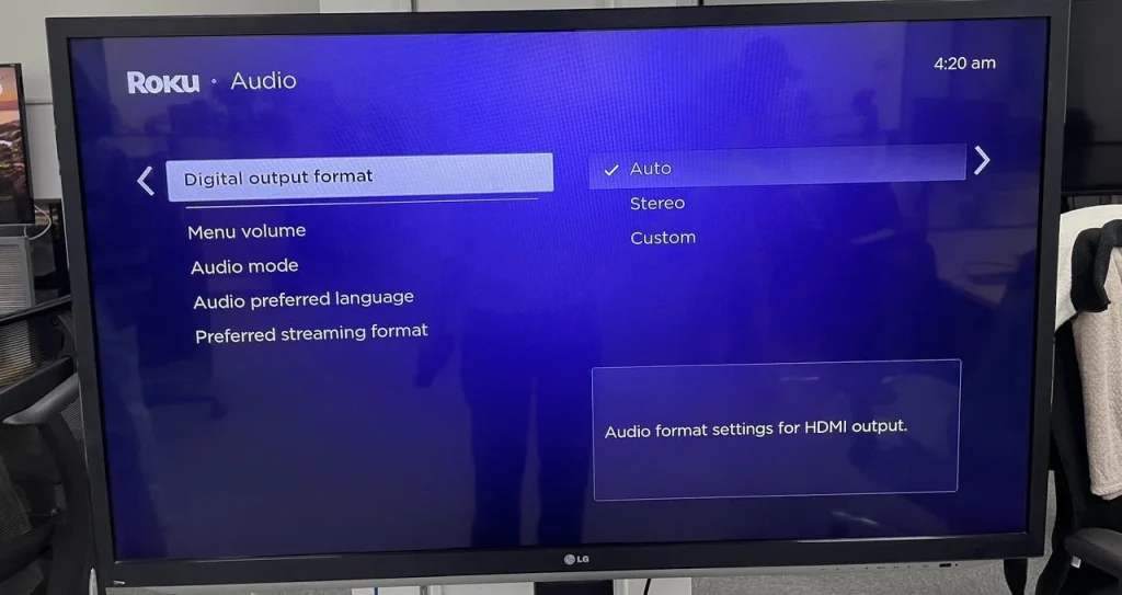 digital output format on Roku