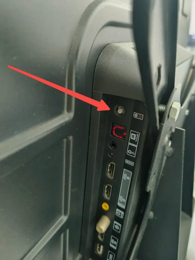 the power button on the back of TCL Roku TV