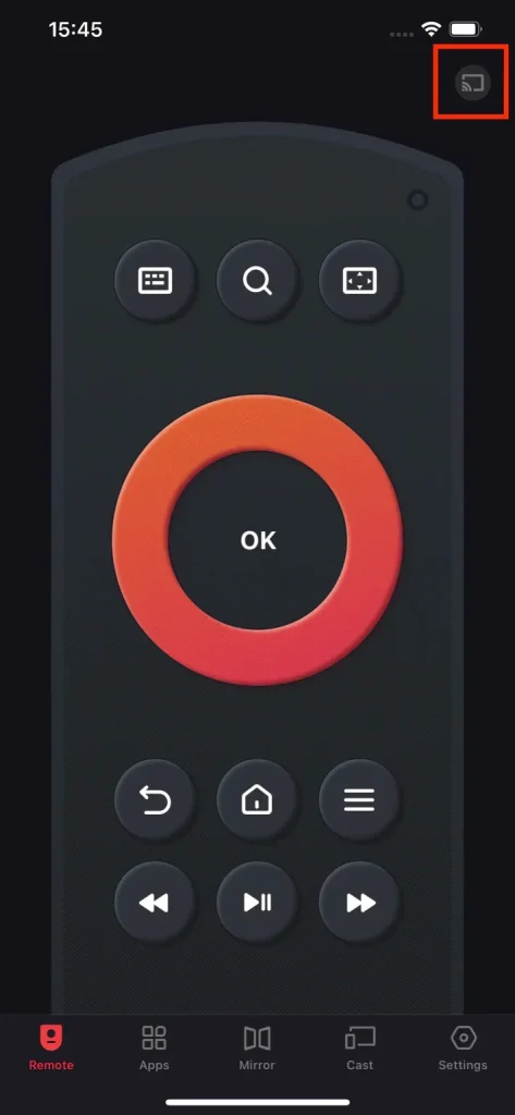 tap the connection icon on Fire TV Remote by BoostVision