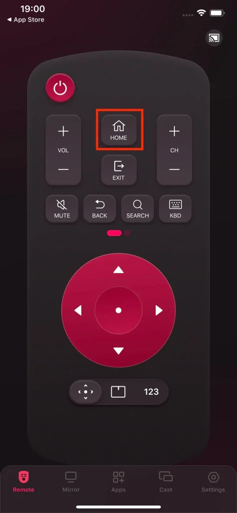 tap the Home button on BoostVision's LG TV Remote app