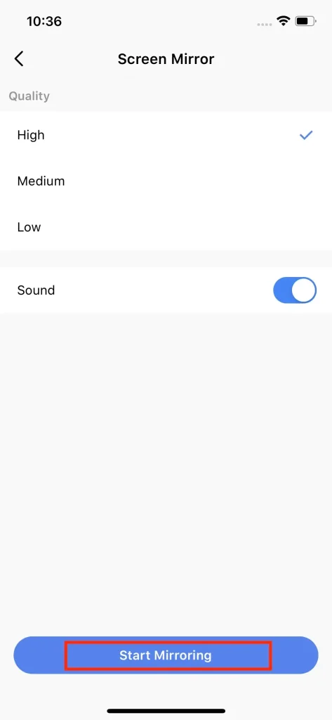 tap Start Mirroring