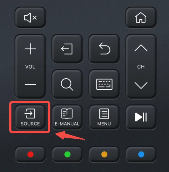 Source switch button on Universal TV Remote