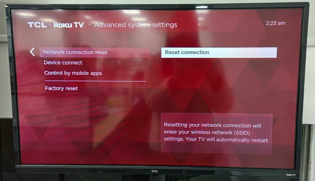 reset Roku network connection
