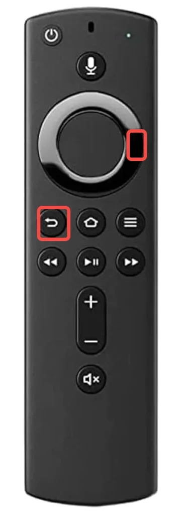 press right and back buttons on the Fire TV remote