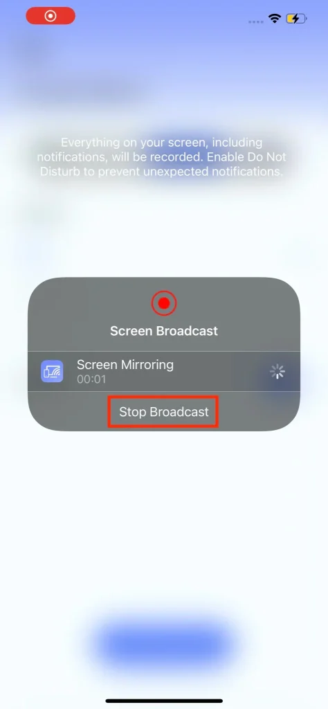 start the screen mirroring process