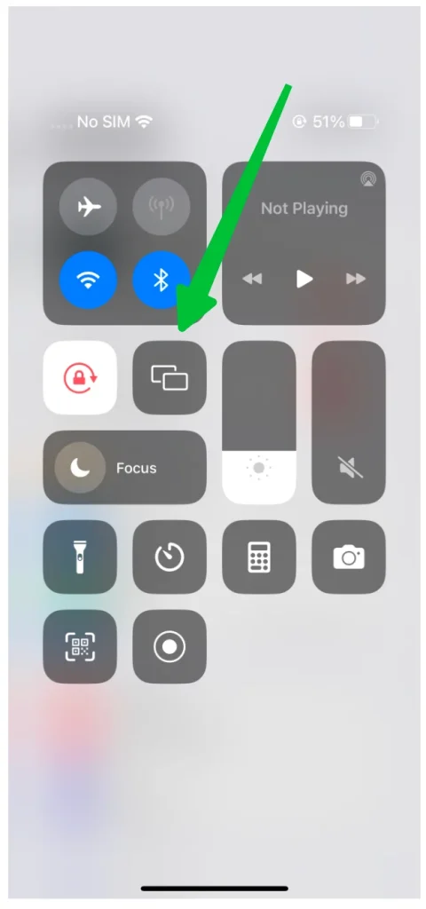 locate Screen Mirroring from the Control Center