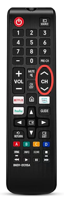 the Channel buttons on the Samsung remote