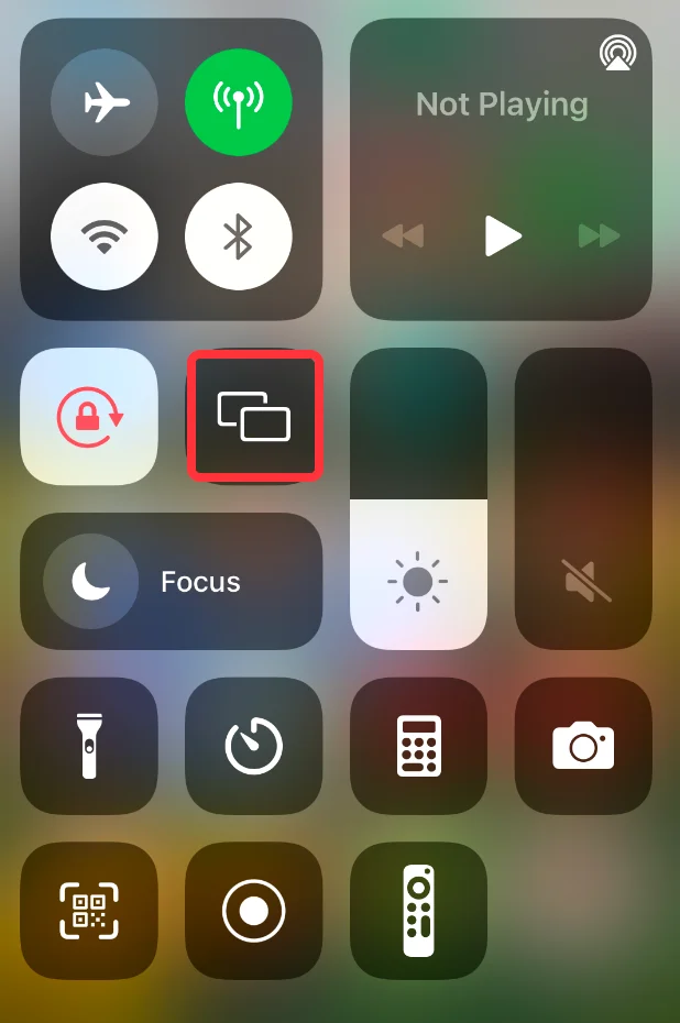 locate the screen mirroring feature in the Control Center