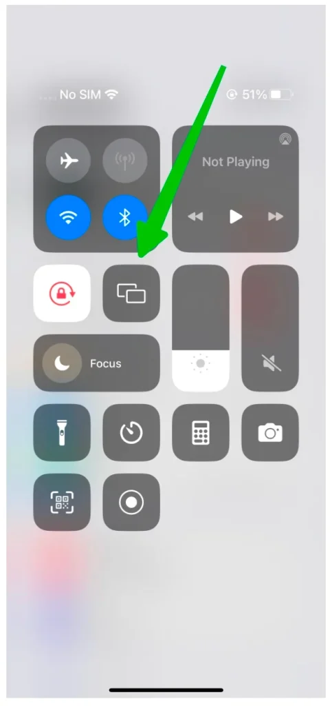 tap the screen mirroring button on an iPhone