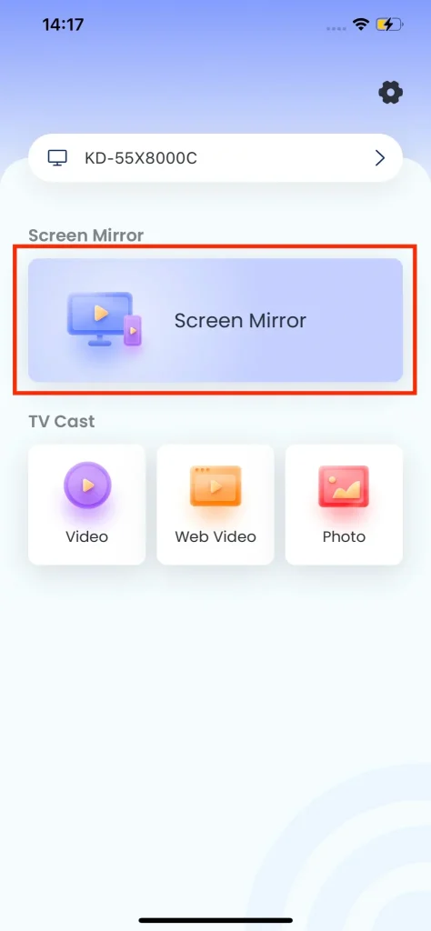 tap the Screen Mirror option