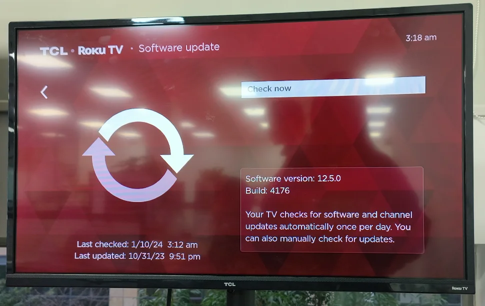 check the update on TCL Roku TV