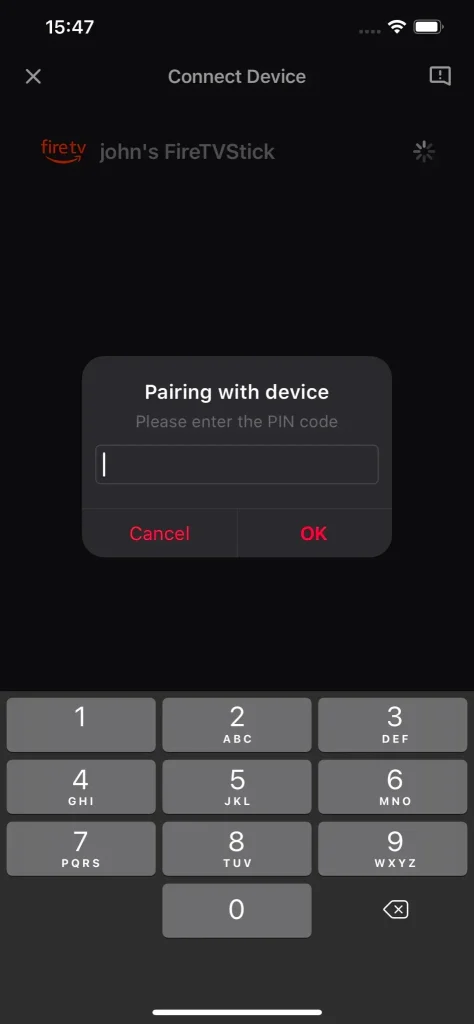 type in the PIN code on the phone screen