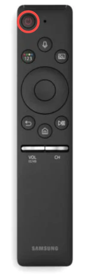 press the power button on the Samsung TV remote