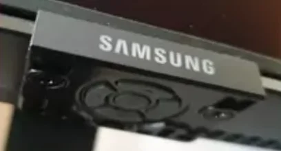 locate the power button on the Samsung logo
