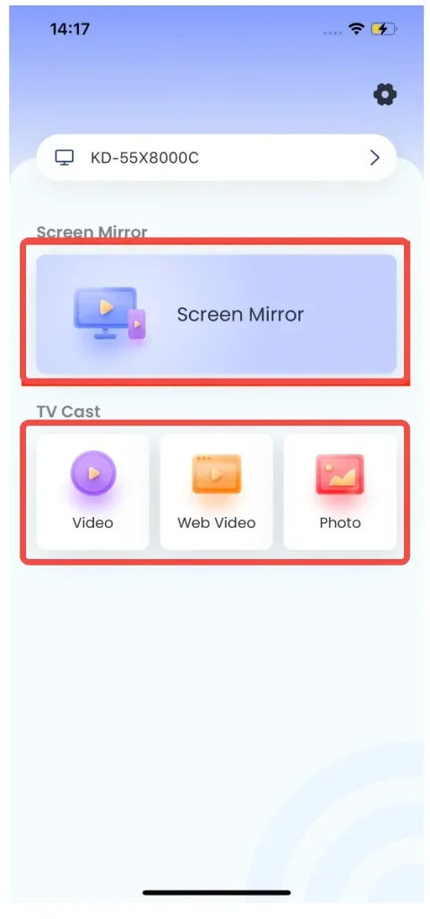 activate the feature on the screen mirroring app