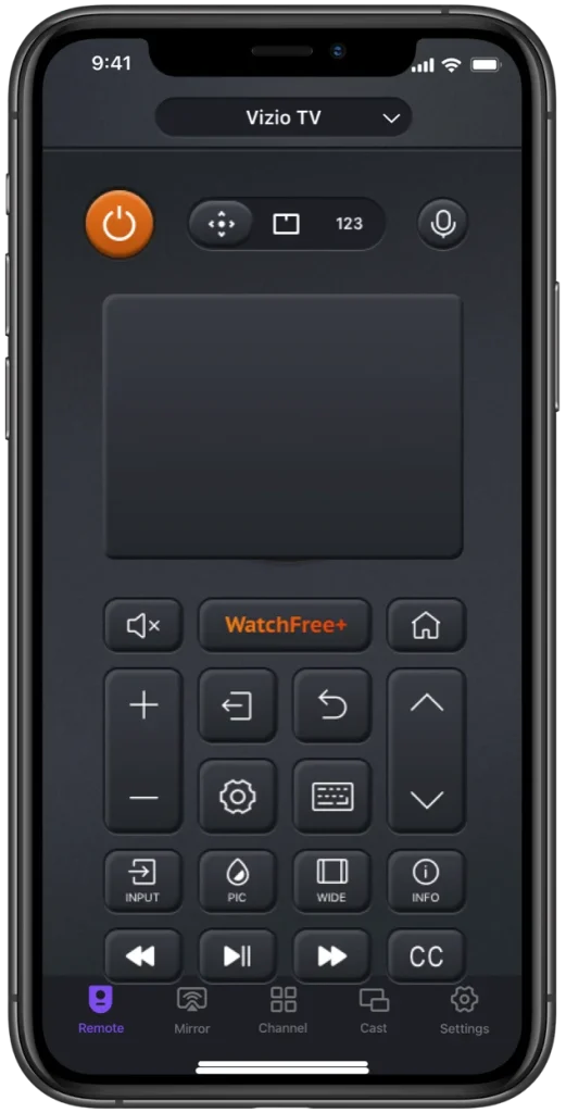 the universal Vizio TV Remote app designed by BoostVision