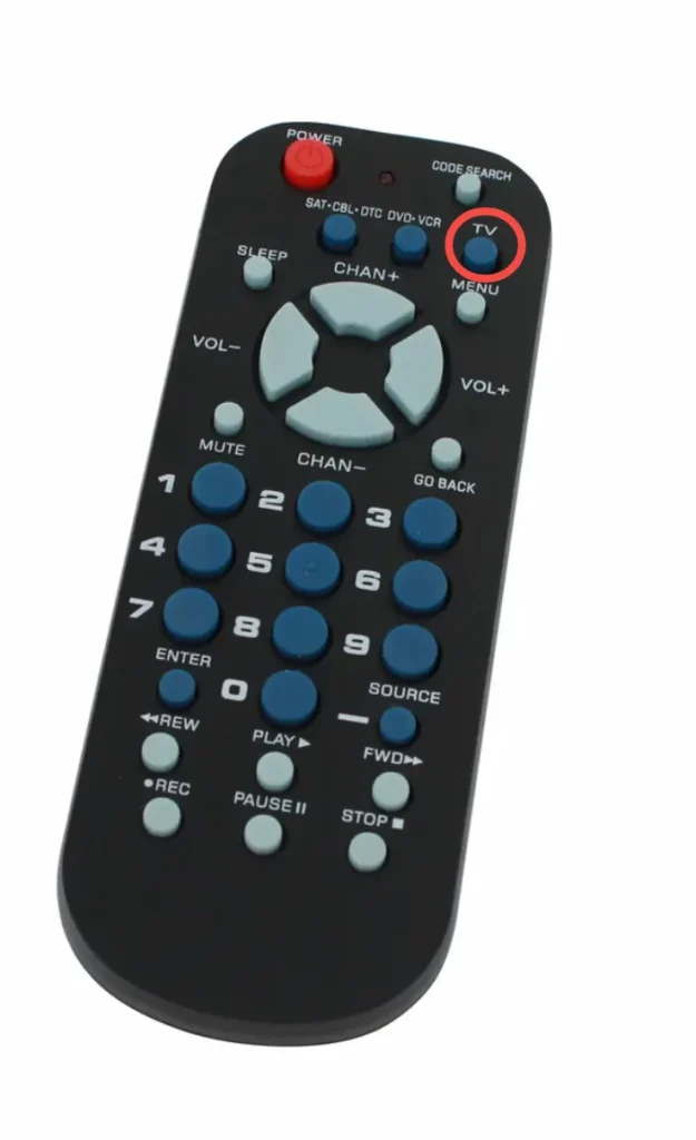 find the power button on the RCA universal remote