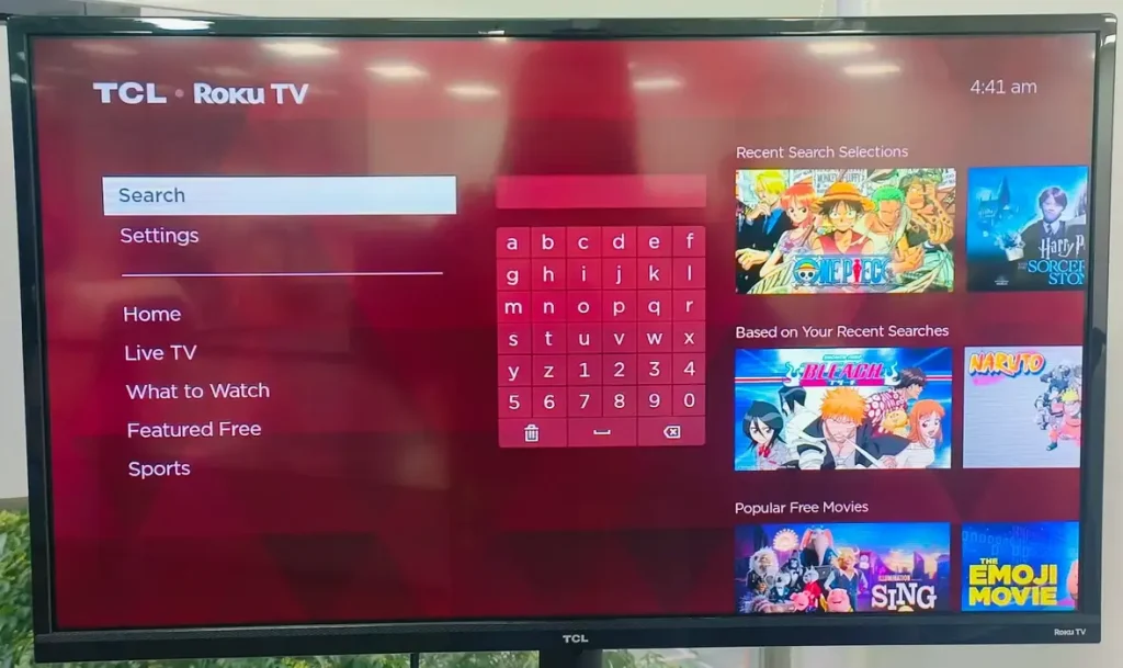 choose the Search option on Roku TV