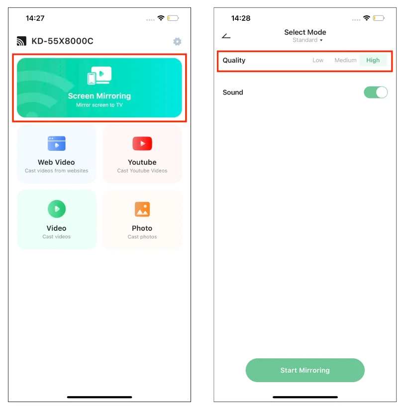 customize the screen mirroring process