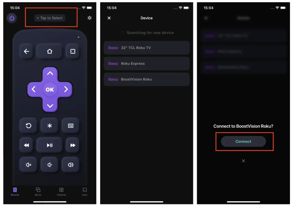 set up a connection between the app and your Roku TV