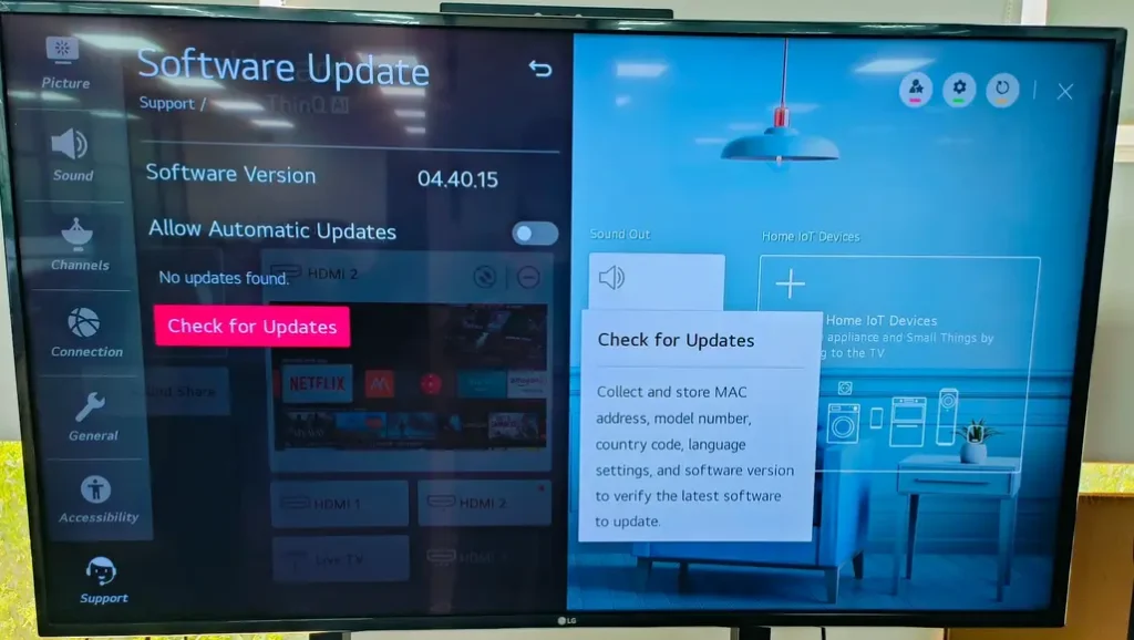 choose Check for Updates on LG TV