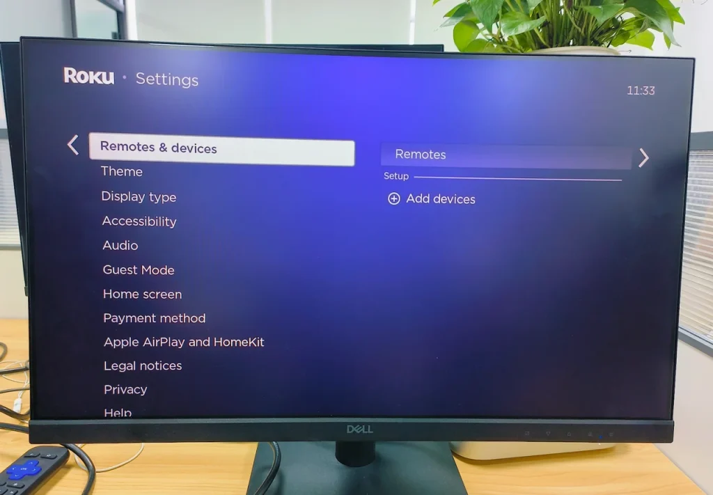 choose Remote & devices on Roku TV screen