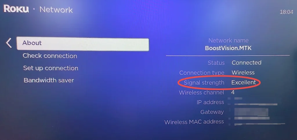 check signal strength on Roku