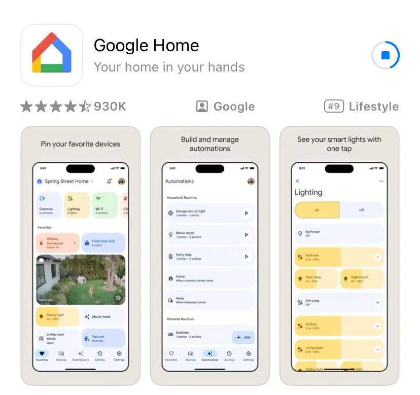 the Google Home app by Google
