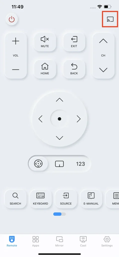 tap the connect icon on the Samsung TV Remote app