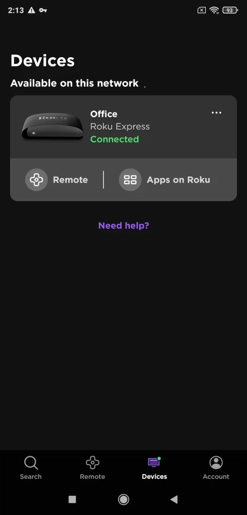 conncted the Roku app to a Roku device