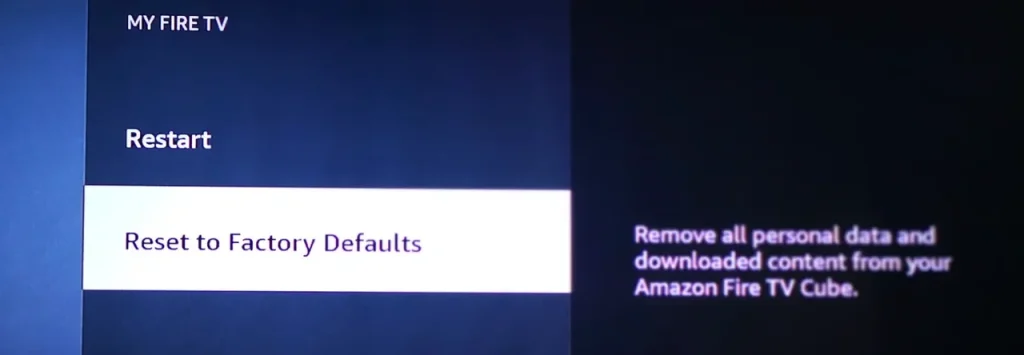 choose factory reset Firestick