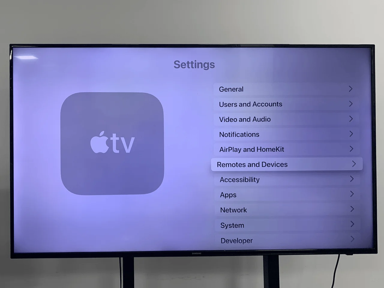 the Remote and Devices interface in the Settings