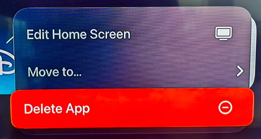 Delete app on Apple TV