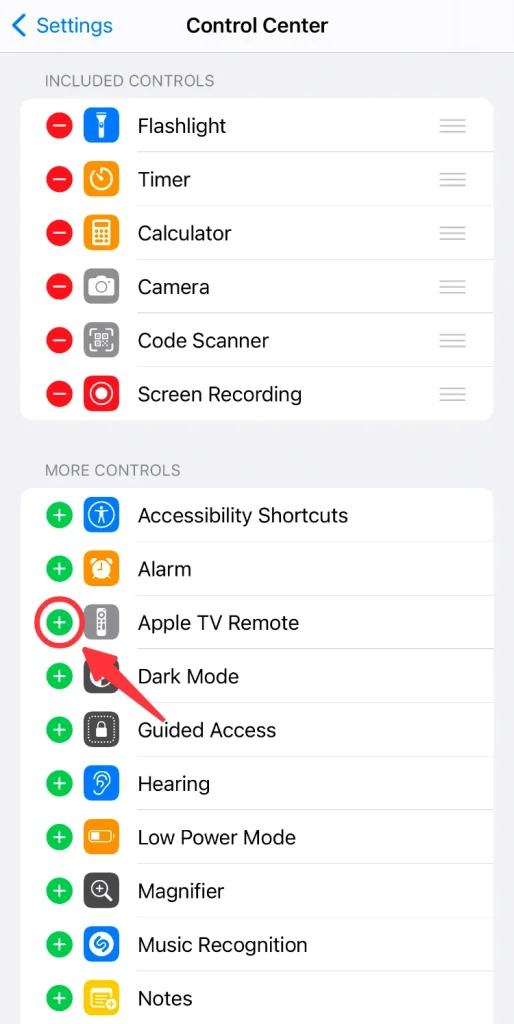 Add Apple TV Remote to Control Center