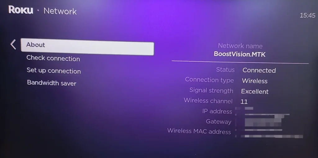 check network connection on Roku device