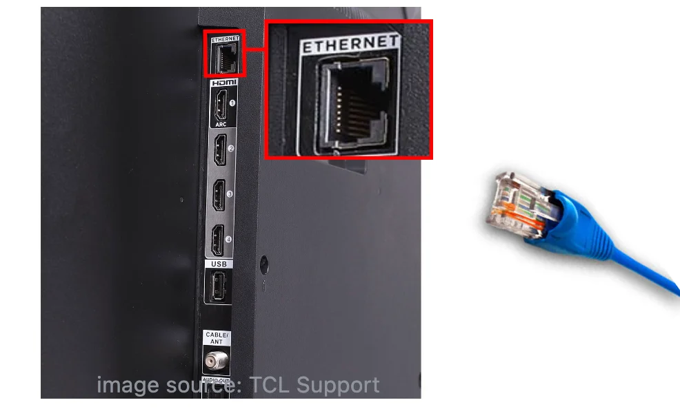 the Ethernet port on TCL Roku TV