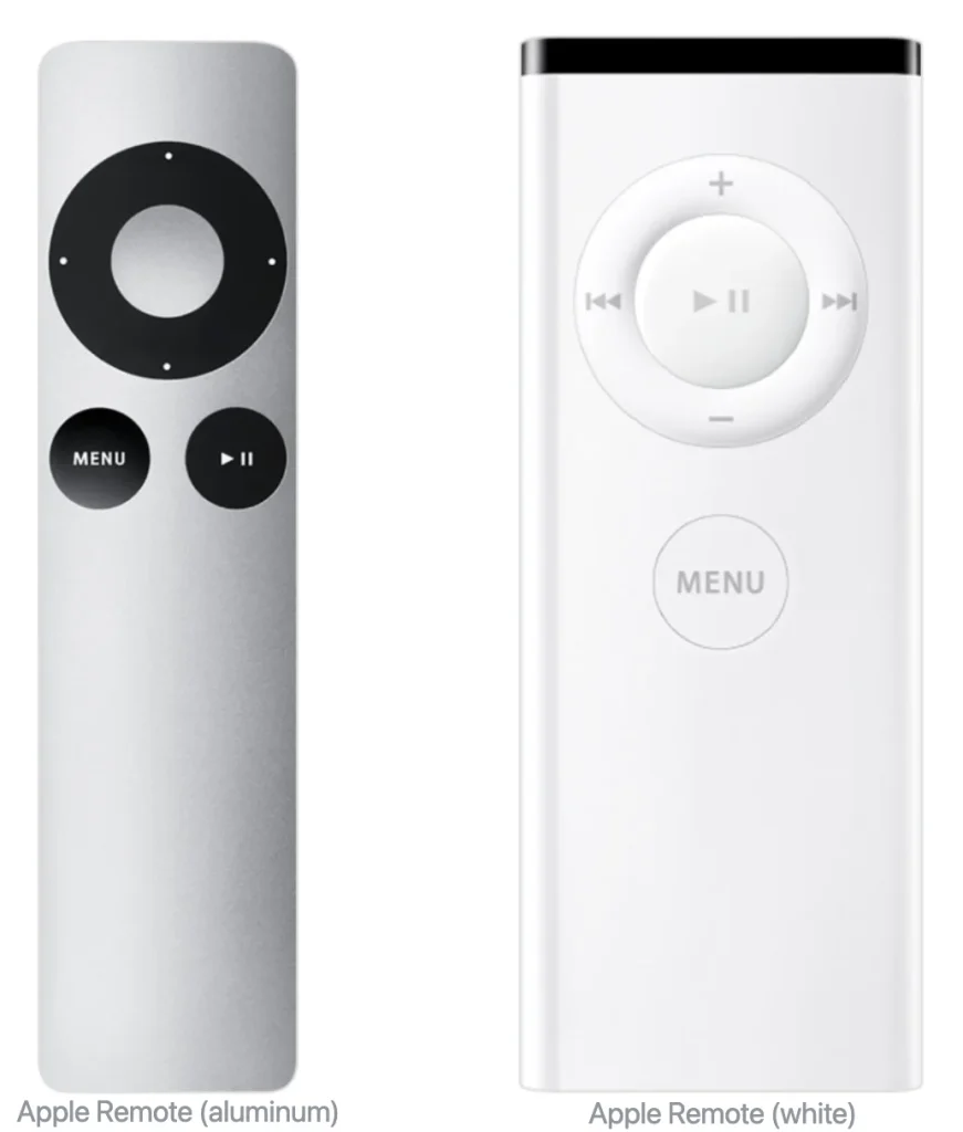 aluminum and white Apple Remote