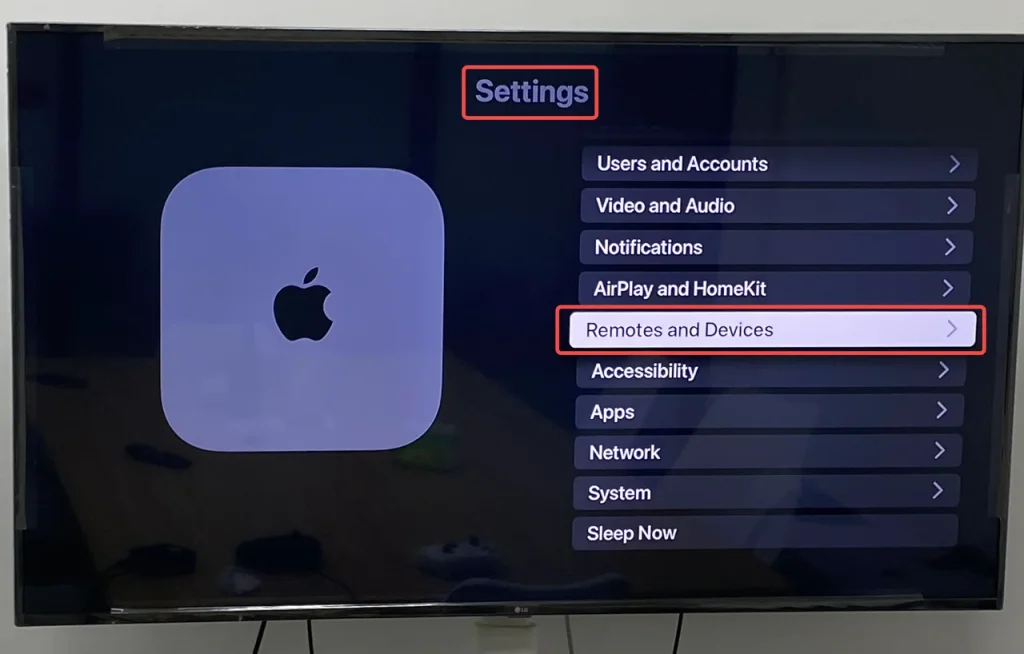 Remotes and Devices of Settings on the Television screen