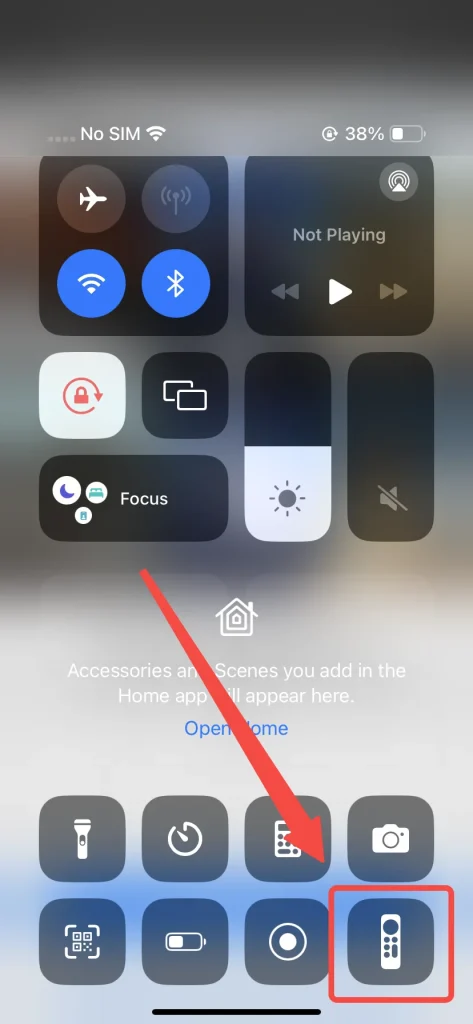 the Apple TV Remote feature on the Control Center interface