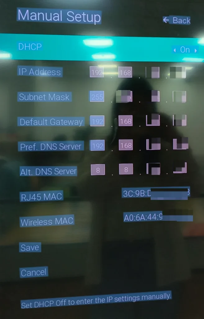 the IP address displayed on the Vizio TV screen
