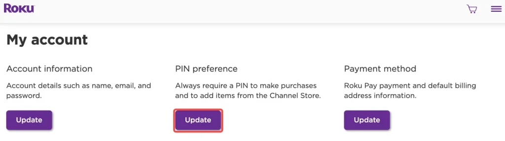 choose to update PIN preference