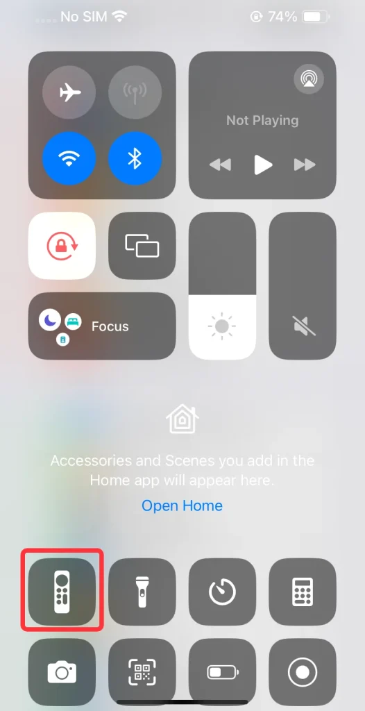 Apple TV Remote Feature on the Control Center