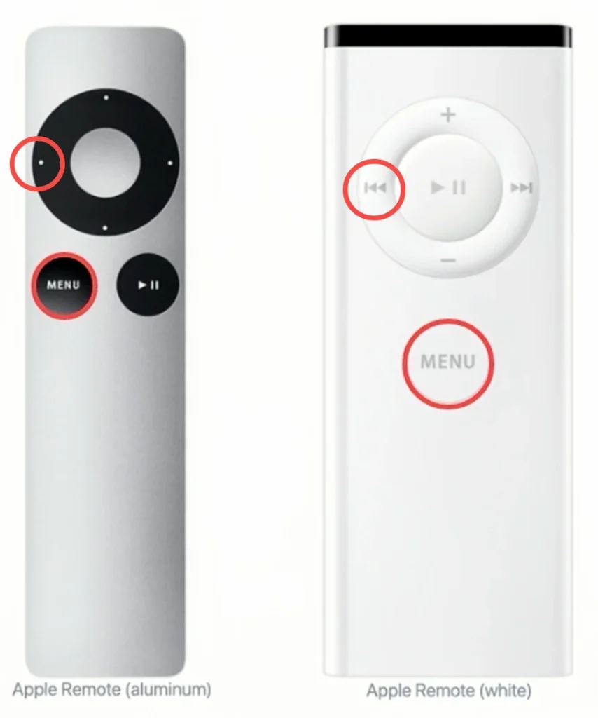 Apple Remote with aluminum and white color.